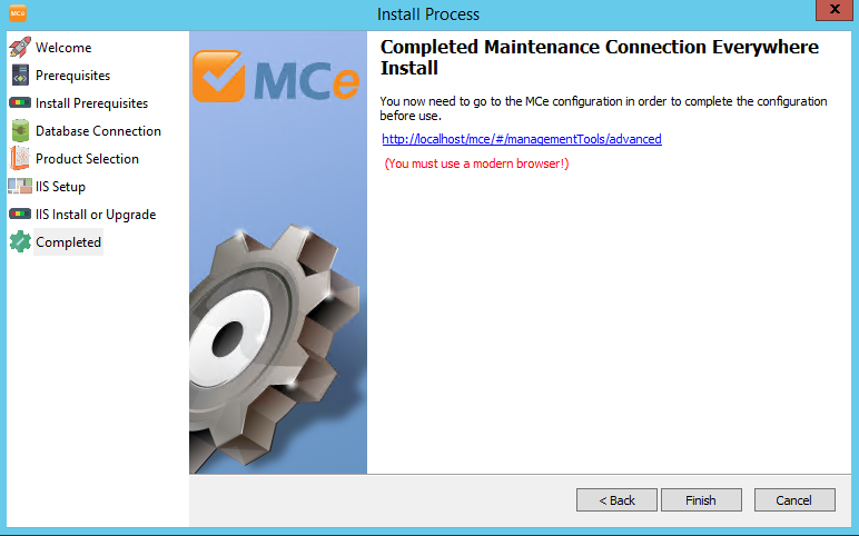 Installation Completion Page